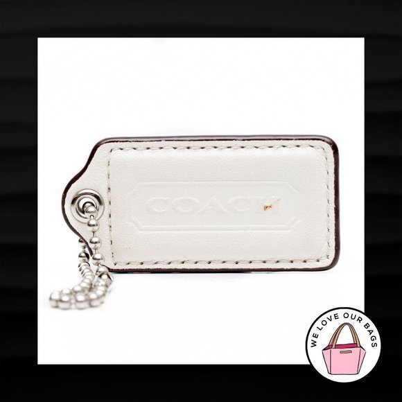 2.5" Large COACH WHITE LEATHER KEY FOB BAG CHARM - Picture 1 of 1